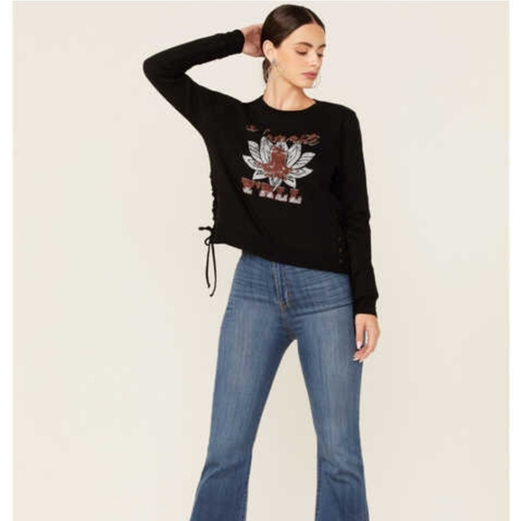 Shyanne Lace Graphic Namaste Long Sleeve Sweater Western Vintage Sweatshirt XXL - Picture 1 of 9